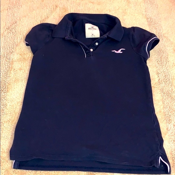 Hollister Tops - Navy and White Hollister Polo Sz M